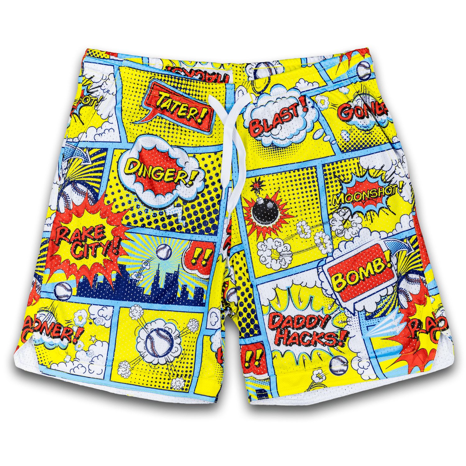 Comic Book Bombs Seamhead Lifestyle Baseball Mesh Shorts