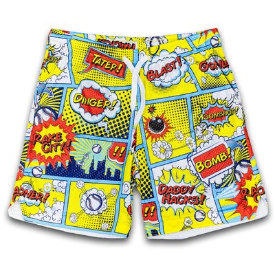 Comic Book Bombs Seamhead Lifestyle Baseball Mesh Shorts