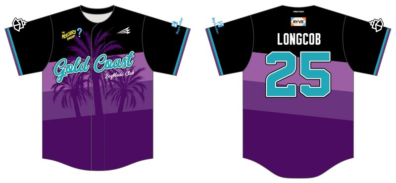 Gold Coast Beyblade Club Custom FABRIC Baseball Jersey #J1c