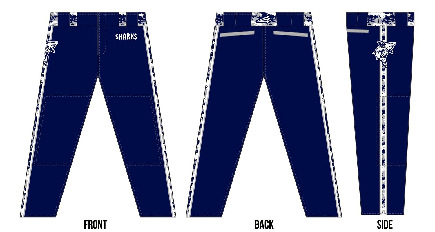 SJ Sharks Custom Stacheman Elite Long Baseball Pants #1d