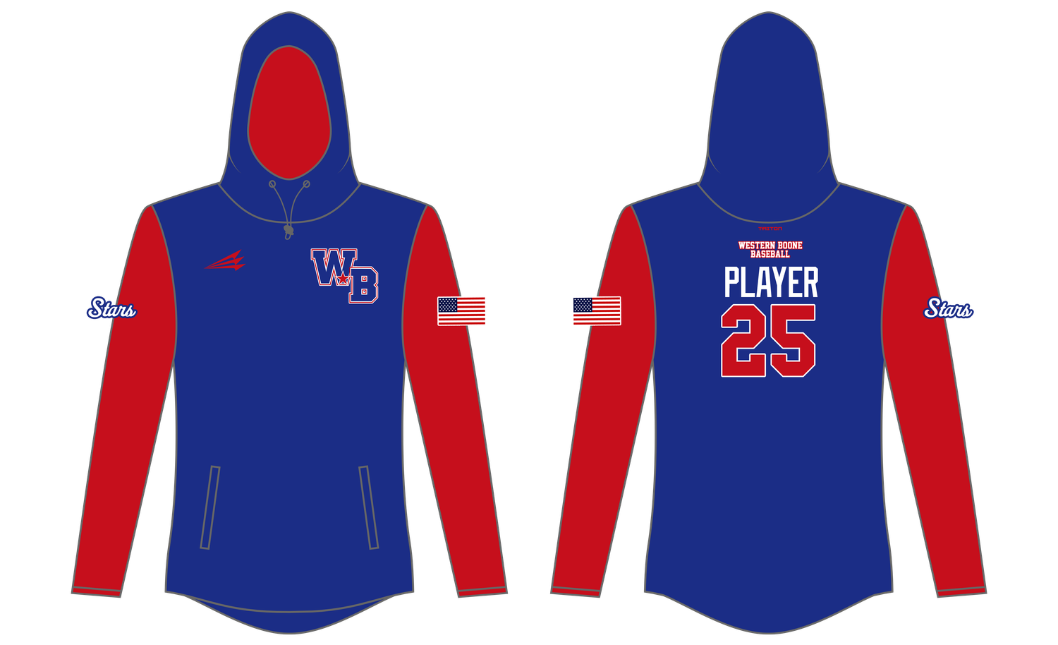Western Boone County Stars Custom QuadFlex Hoodie #QF3B