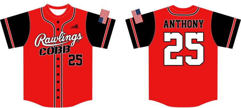 Rawlings Cobb 9U Custom HexaFlex Baseball Jersey Design #1d