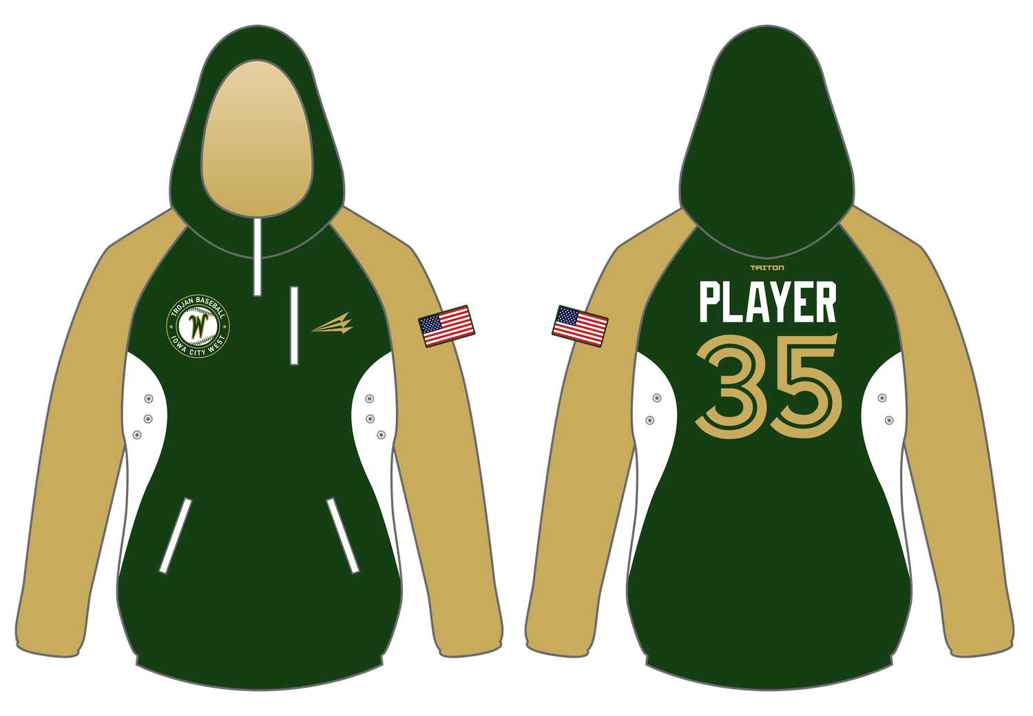 Trojans 12U Gold Custom Gladiator Hoodie #GH1