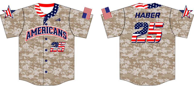 Americans Custom NanoDri Baseball Jersey #1B