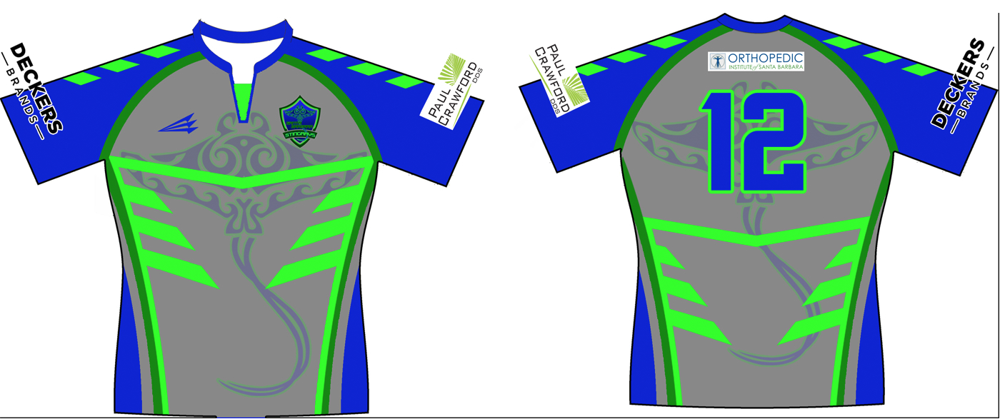Santa Barbara Stingrays Custom Rugby Jersey #2a