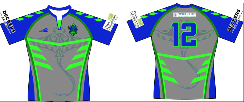 Santa Barbara Stingrays Custom Rugby Jersey #2a