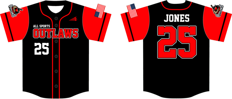 All Sports Outlaws 11U Custom NanoDri Baseball Jersey Design #8