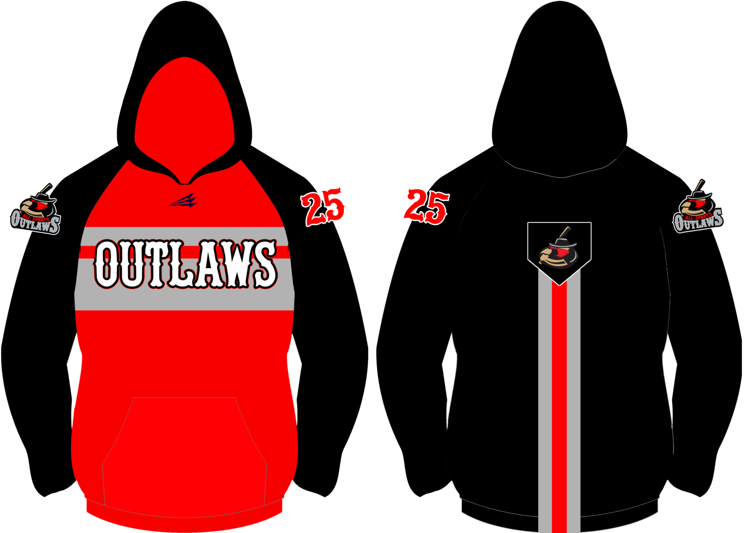 All Sports Outlaws Baseball Custom Vulcan Hoodie #VH3
