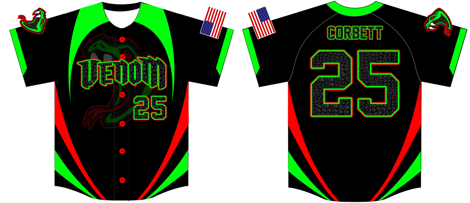 South Shore Venom Custom HexaFlex Baseball Jersey #1B