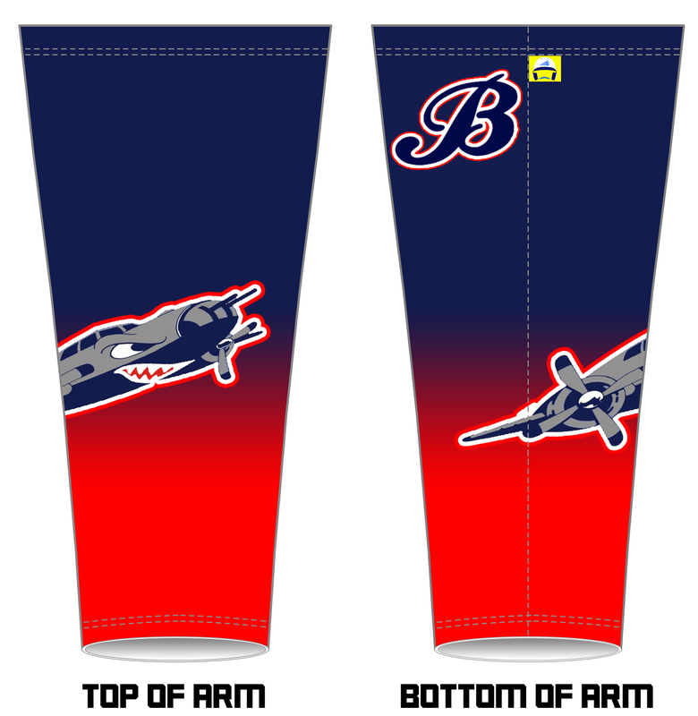 Beaufort County Bombers Baseball Custom Arm Sleeve Design #AS2