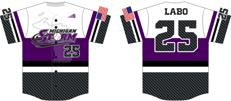Michigan Storm Custom NanoDri Baseball Jersey Design #3B