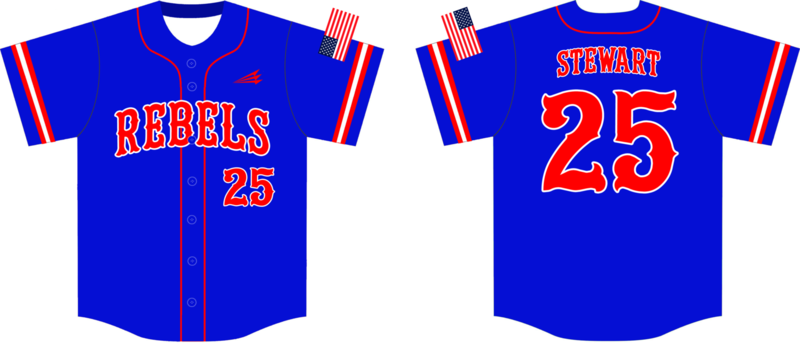 Rebel Baseball Club (Stewart) Custom Hexaflex Baseball Jersey #1B