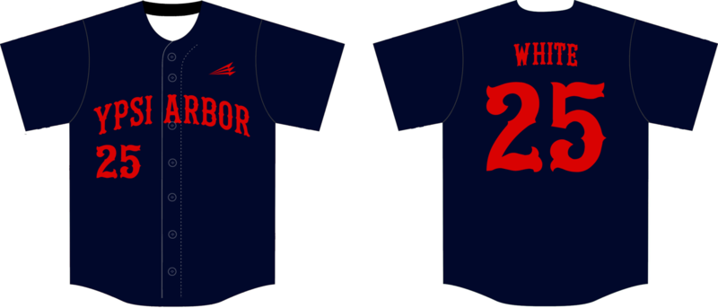 YPSI Arbor Custom HexaFlex Baseball 3 Jersey Design #2B