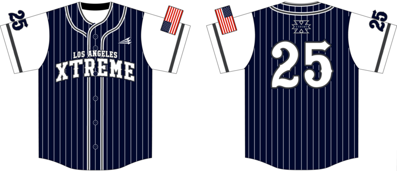 Los Angeles Xtreme Custom Hexaflex Baseball Jersey #1C - Navy Pinstripe HOME Game Jersey (Required for All Teams)