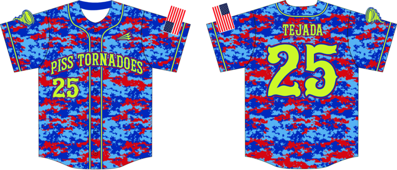 Piss Tornadoes Custom HexaFlex Baseball Jersey #5B