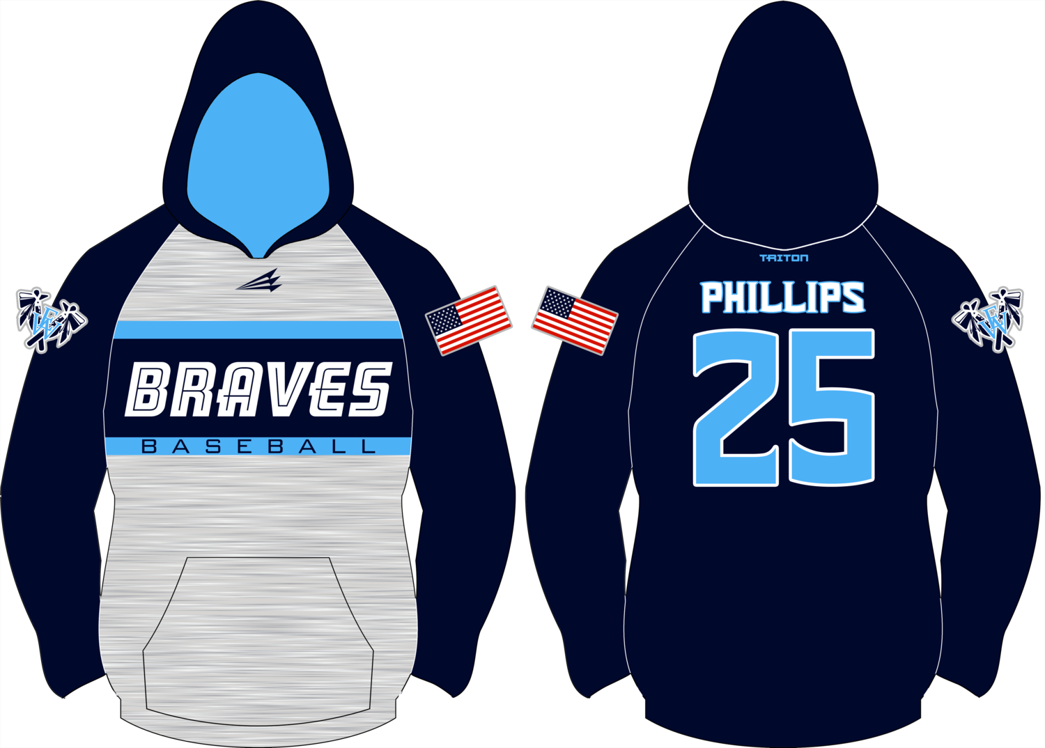 EWA Braves Baseball Custom Vulcan Hoodie #VH3F