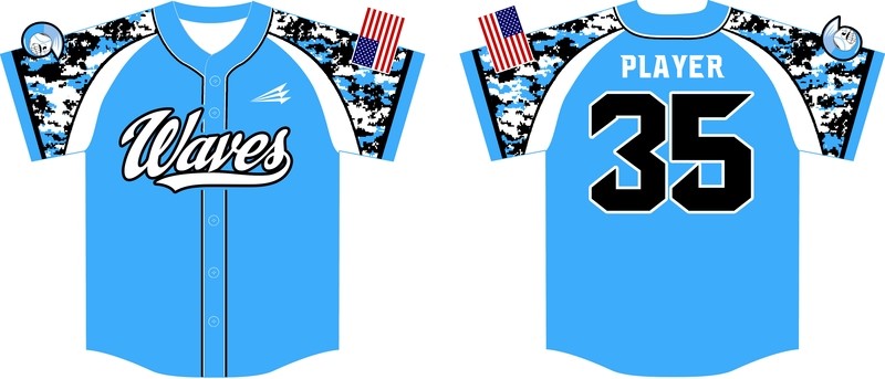 Tidal Wave Baseball Custom Jersey Design #2B
