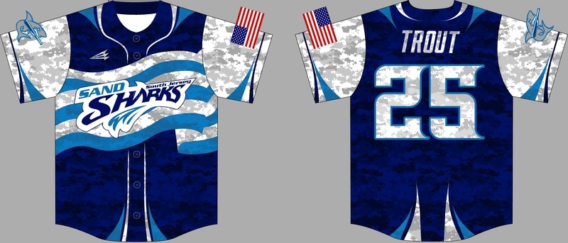 South Jersey Sand Sharks 2016 Baseball Jersey 10B