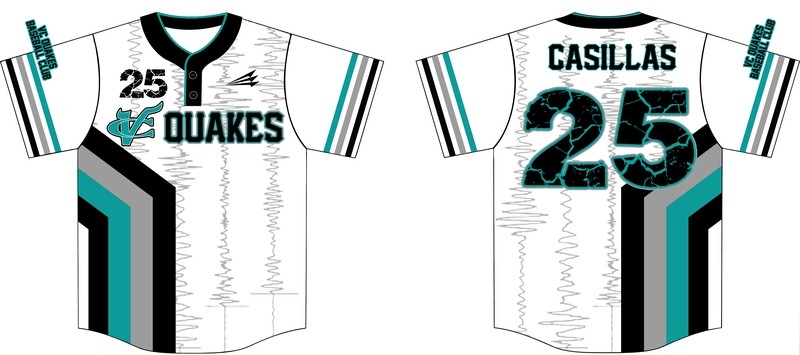 VC Quakes Baseball Custom Jersey Design #2C