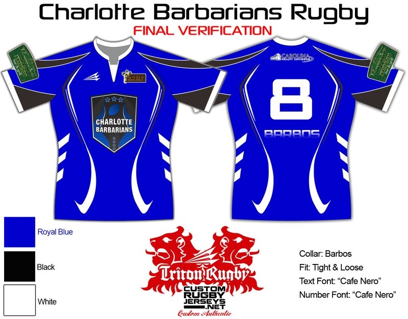 Charlotte Barbarians Rugby Game Jersey