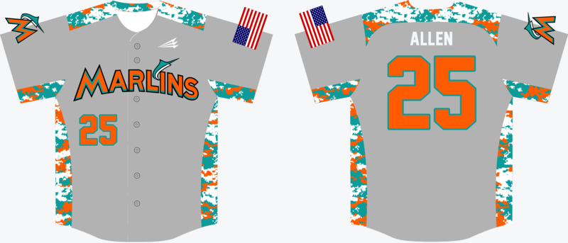 Carolina Marlins Custom Baseball Jersey Design #8