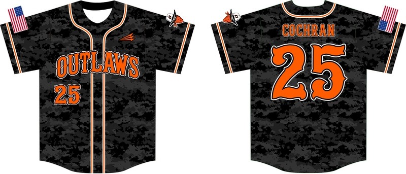 Outlaws Baseball Custom Jersey Design #2