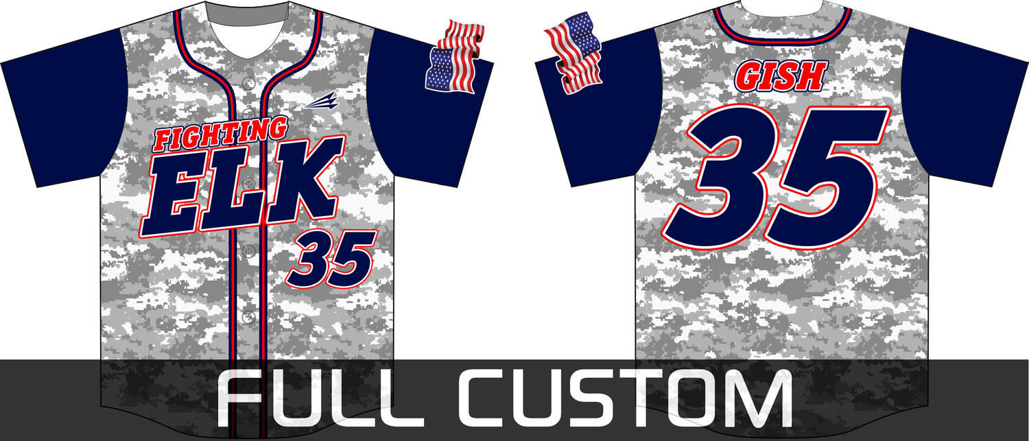 Fighting Elk Baseball Custom Camo Jersey Design #1