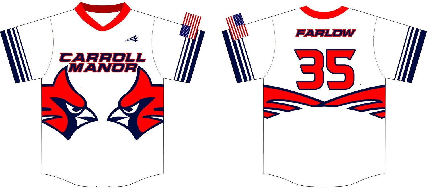 Carroll Manor Cardinals Custom Baseball Jersey Design #1B