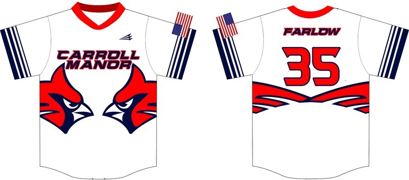 Carroll Manor Cardinals Custom Baseball Jersey Design #1B