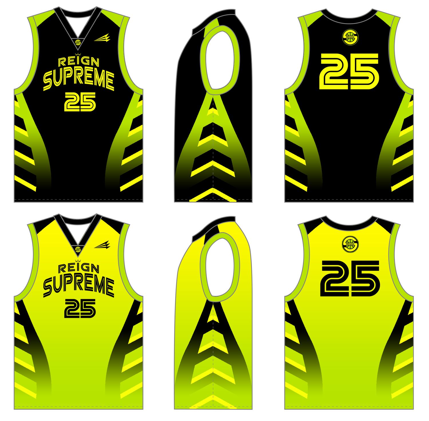 Indiana Reign Supreme Custom Reversible HexaFlex Basketball Jersey #J5D, J5E