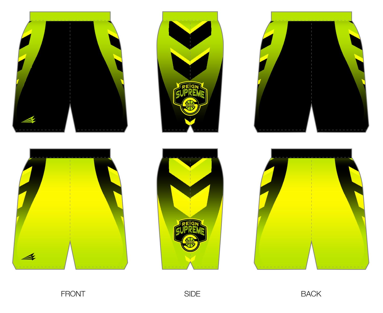 Indiana Reign Supreme Custom Reversible HexaFlex Basketball Shorts #BS5D, BS5E