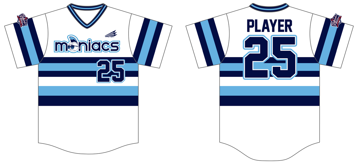Olathe Maniacs White Custom HexaFlex Baseball Jersey #J1C