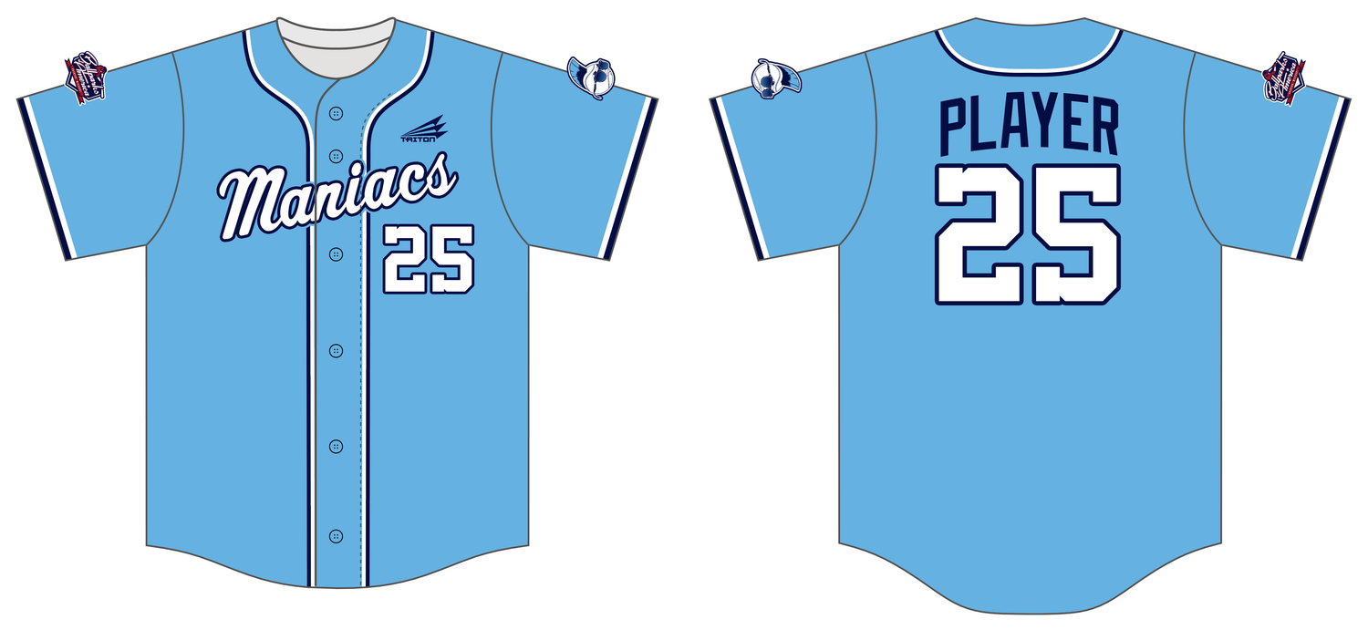 Olathe Maniacs Blue Custom FABRIC Baseball Jersey #J2C
