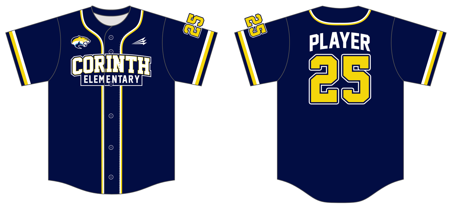 Corinth Elementary Custom FABRIC Baseball Jersey #J1B