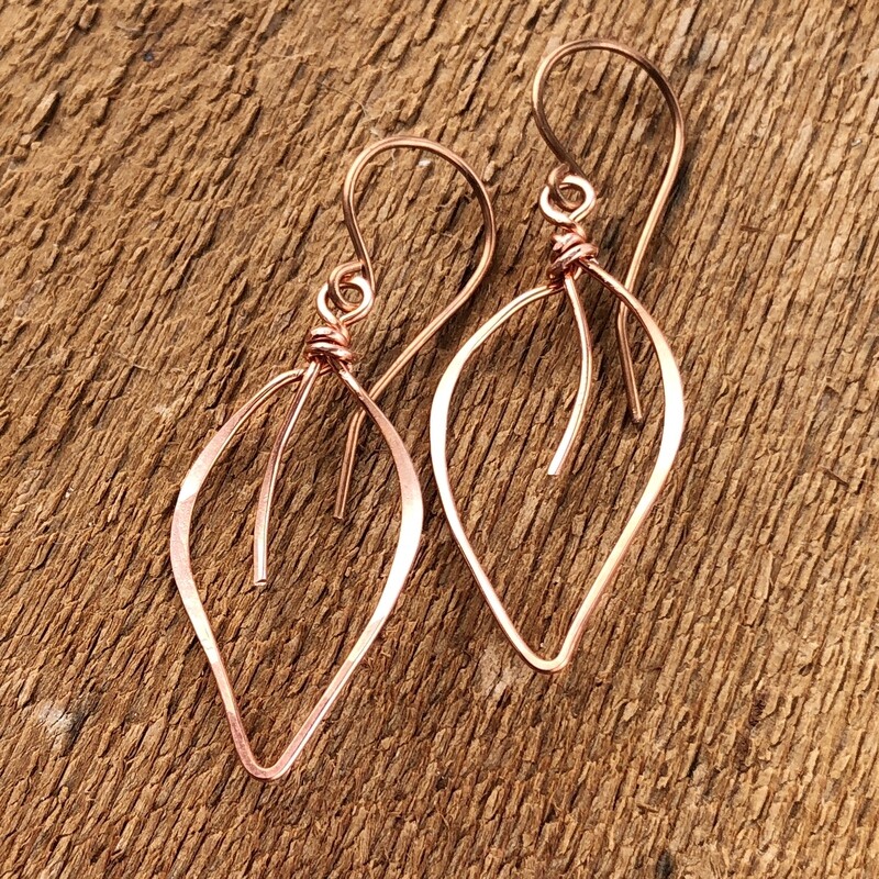 Small Leaves Copper Wirework Earrings