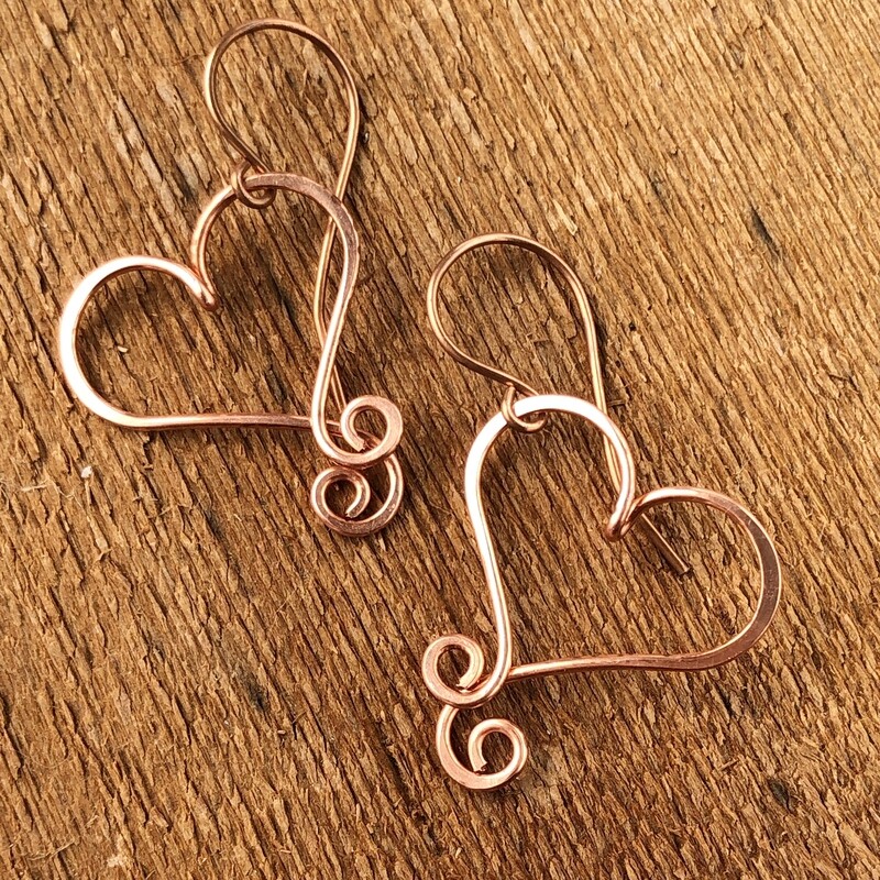 Hearts Copper Wirework Earrings