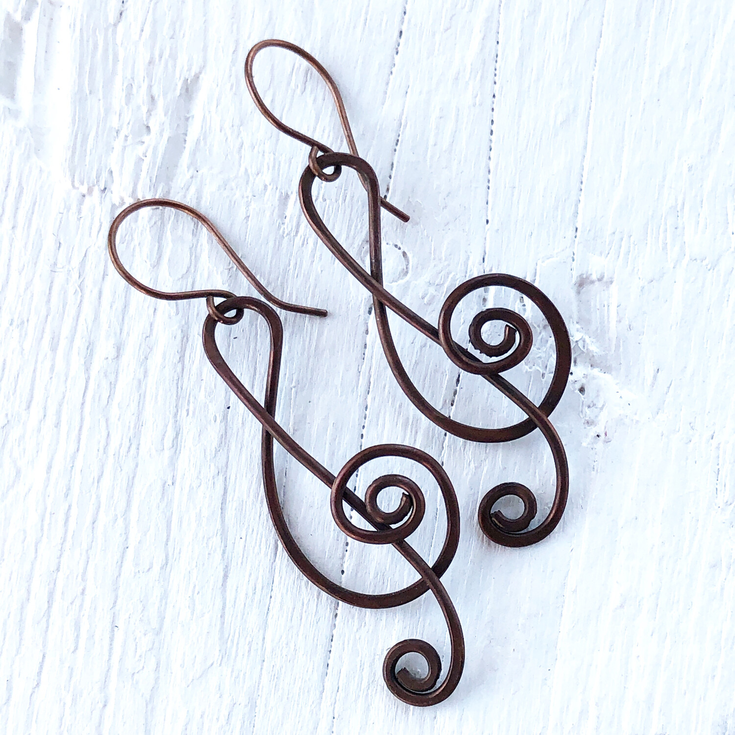 Treble Clef Copper Wirework Earrings