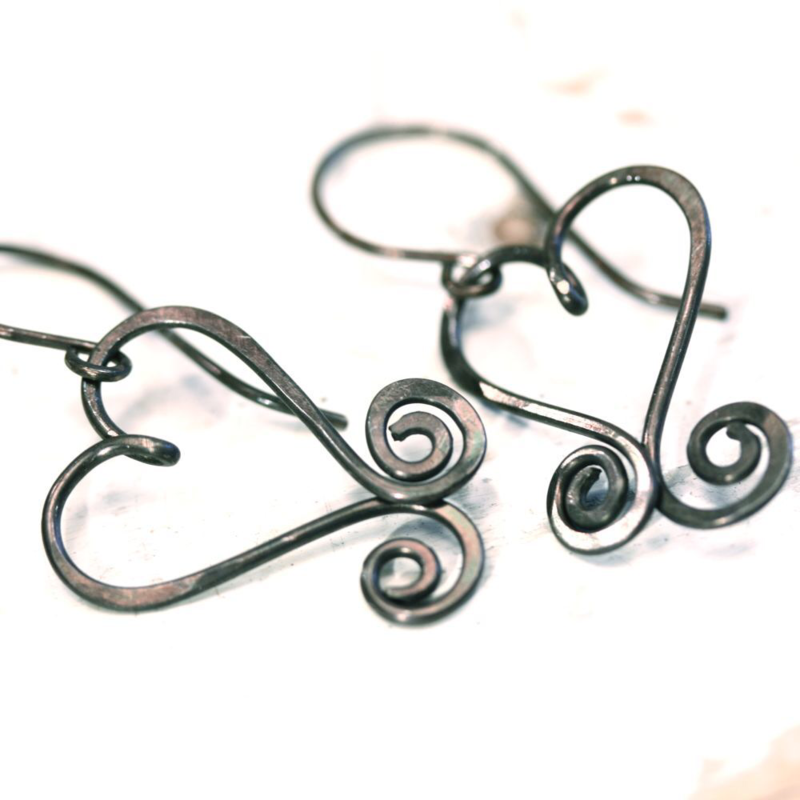 Hearts Copper Wirework Earrings