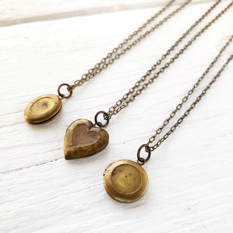 Mini Locket Brass Necklace
