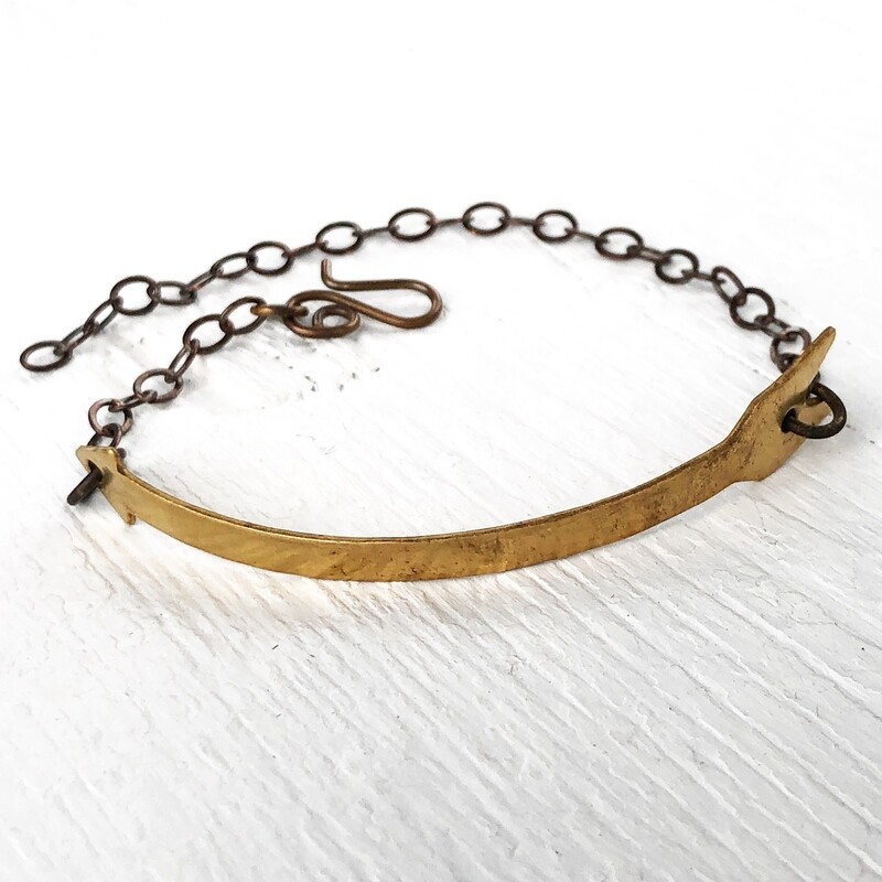 Brass Arrow Bracelet with Adjustable Chain