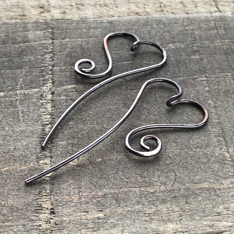 Heart Copper Wire Pull-through Threader Earrings