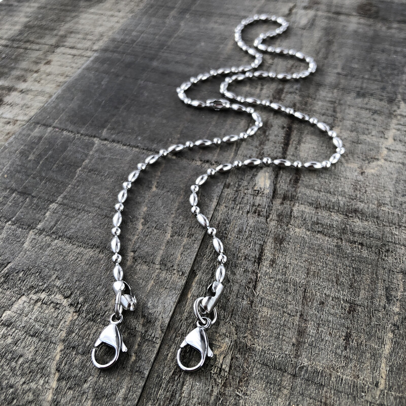 Ball Bar Chain Lanyard For Mask, Silver Colour Lanyard Chain