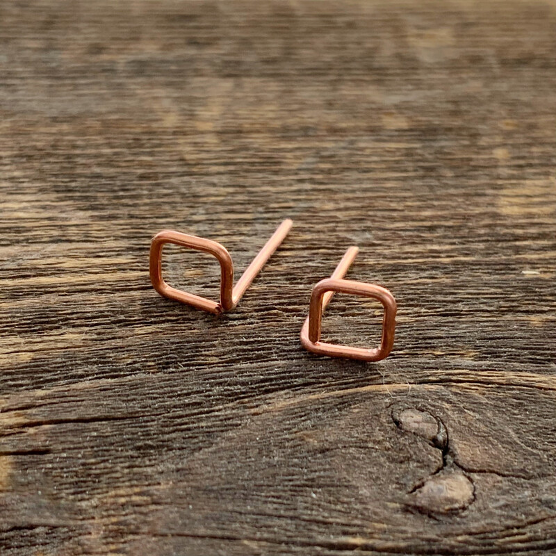 Square Copper Studs