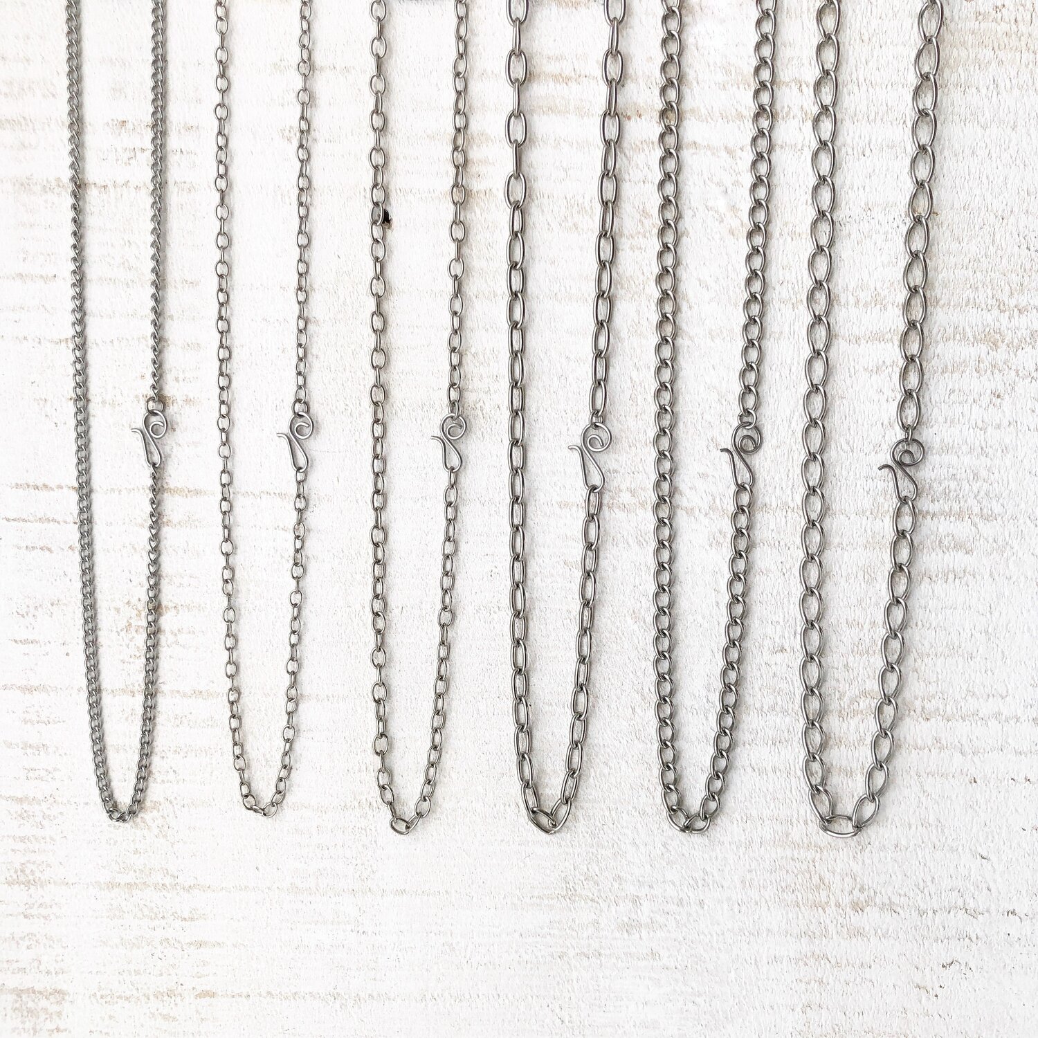 Adjustable Stainless Steel Necklace Chain with Swirl Clasp