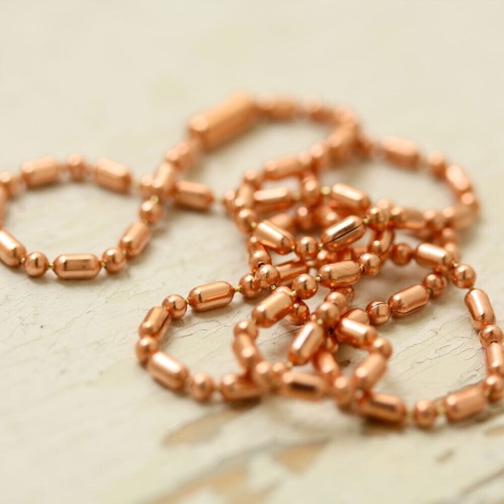 Copper Necklace 2.4mm Ball Bar Chain with End Connector