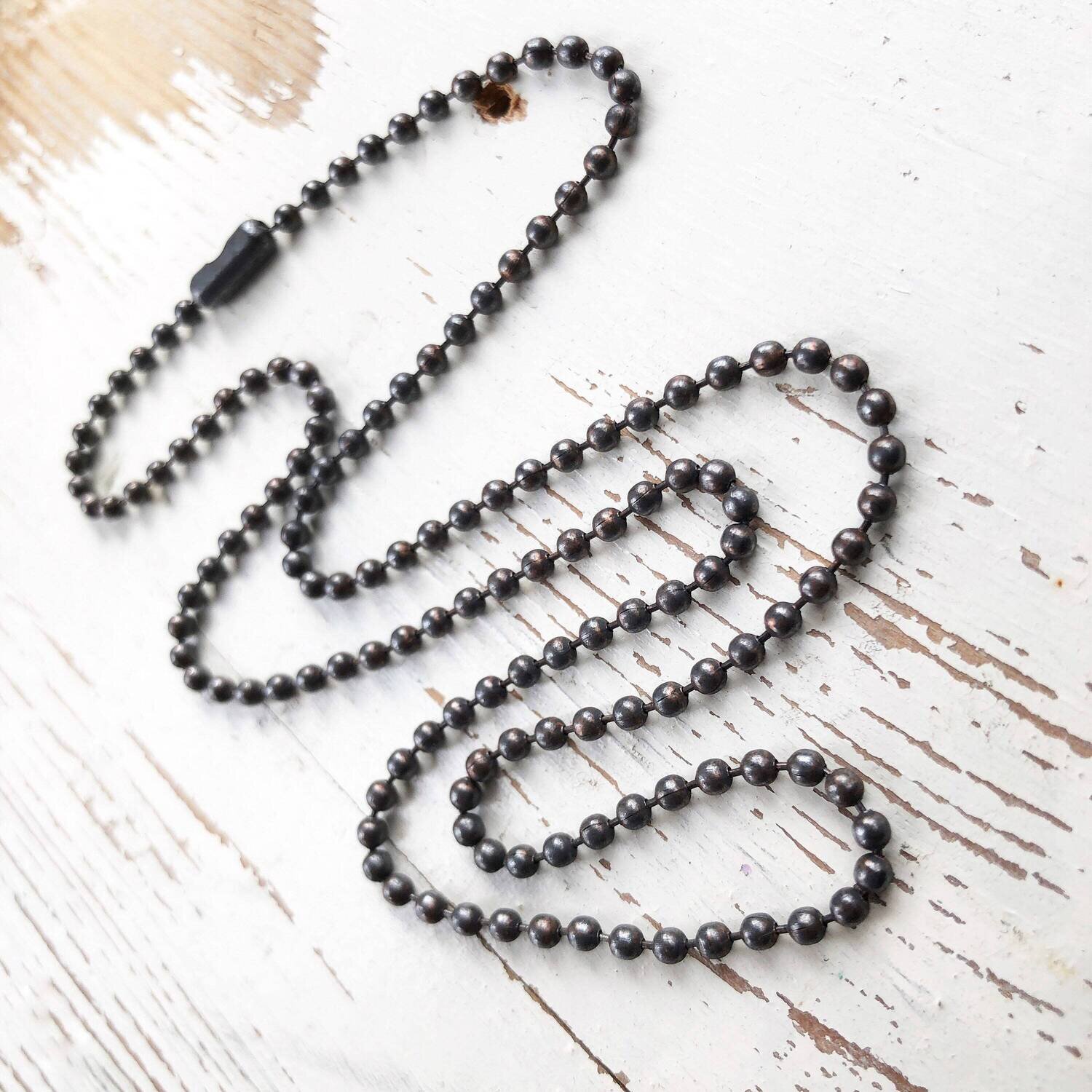 2.4mm Antiqued Solid Copper Ball Chain Necklace with End Connector