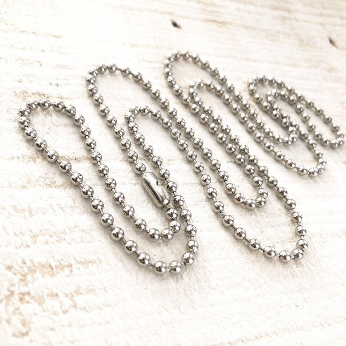3.2mm Stainless Steel Ball Chain with End Connector, Necklace Chain