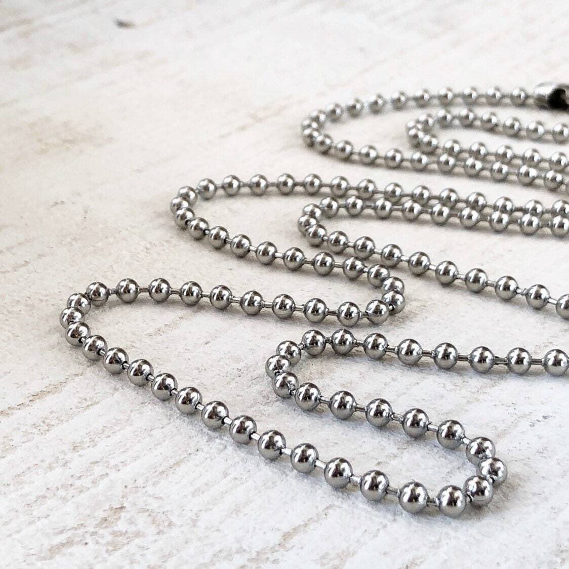 4mm Stainless Steel Ball Chain with End Connector, Large Necklace Chain