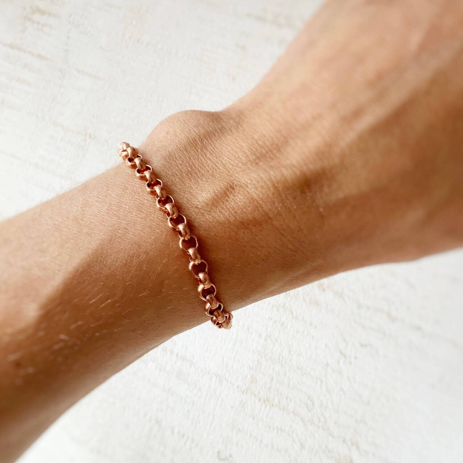 Copper Bracelet Rolo Cable Chain, Adjustable Bracelet or Anklet