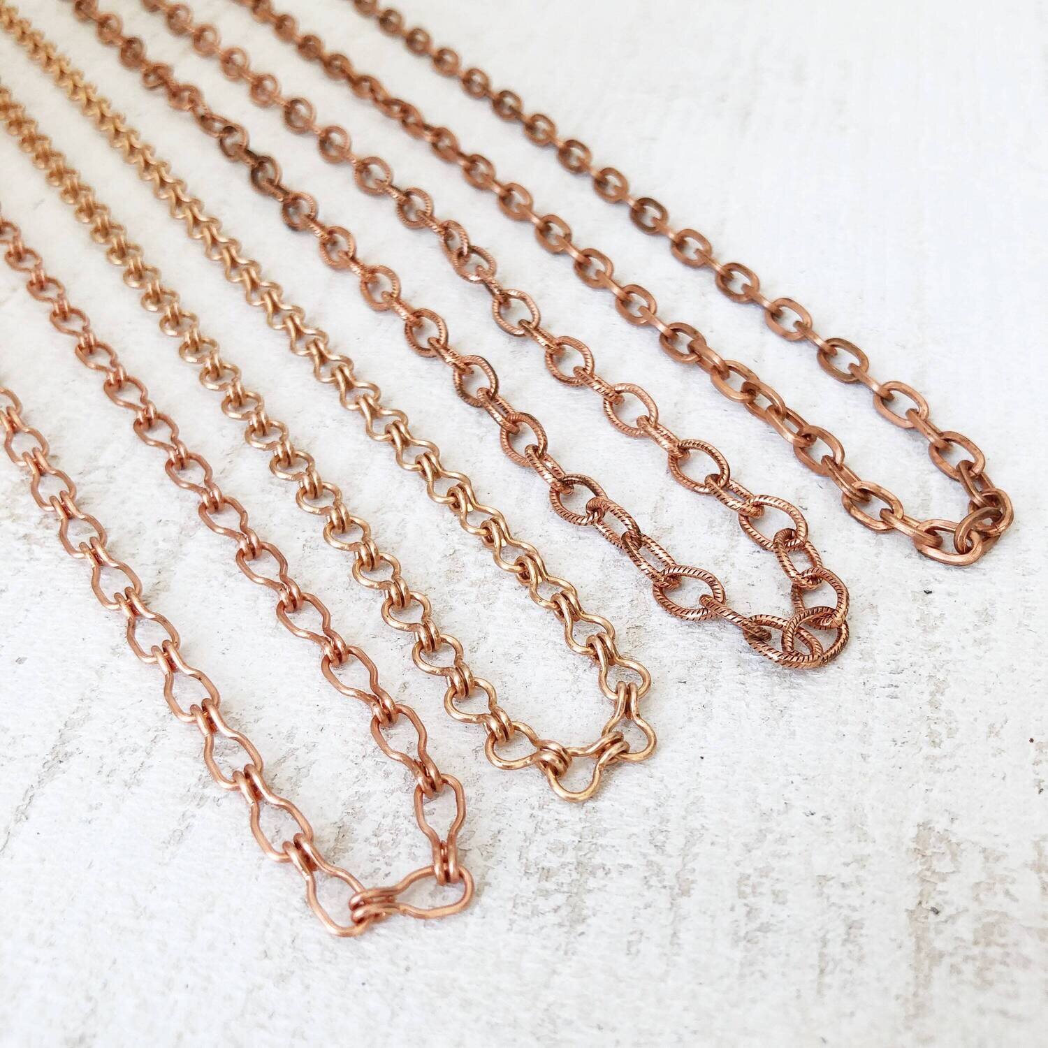 Copper Adjustable Cable Chain Necklace with Artisan Clasp